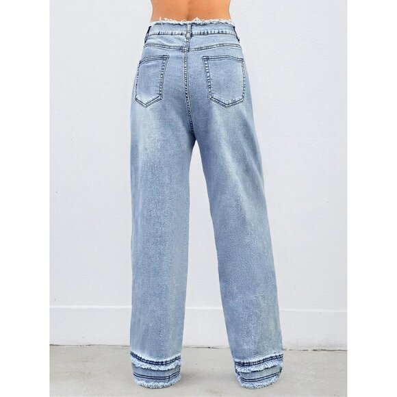 Women Baggy Jeans Y2K Stretch High Waisted Wide Leg Denim Trousers - Picture 4 of 7